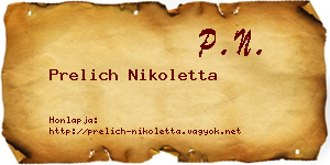 Prelich Nikoletta névjegykártya